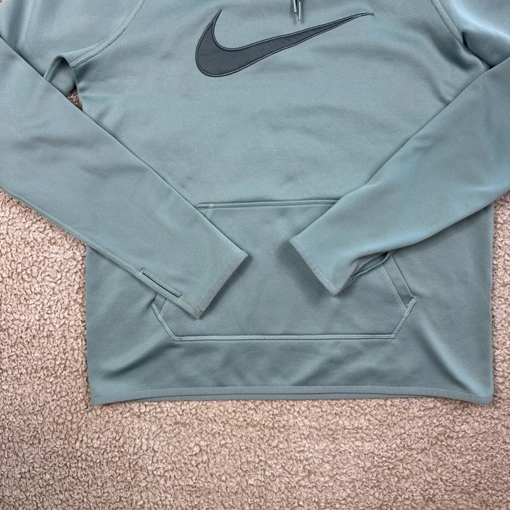 Nike Therma Dri Fit Hoodie Women S Teal Swoosh Pullover Fleece Sweatshirt Logo